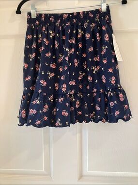 Girls'  Social Academy Navy Floral Tiered Ruffle Skirt Back To School